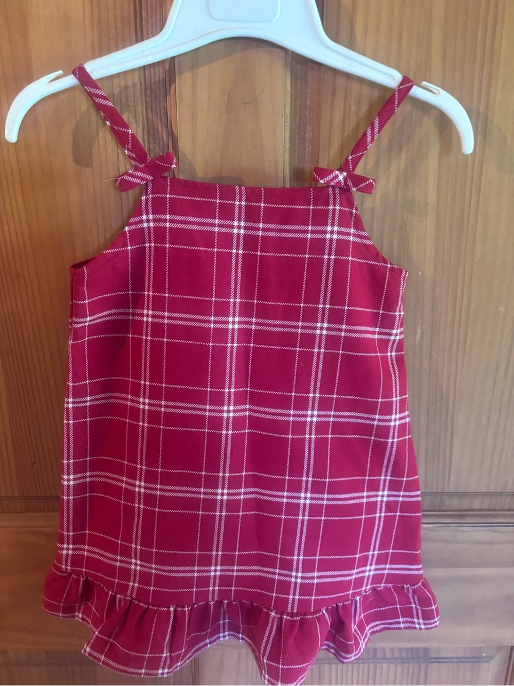 H&M Girls Red Plaid Ruffle Hem Tank Top - Brand Unspecified